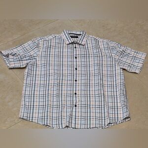 Alfani Men's White Plaid Button-Up Shirt XL 100% Cotton. New without tags